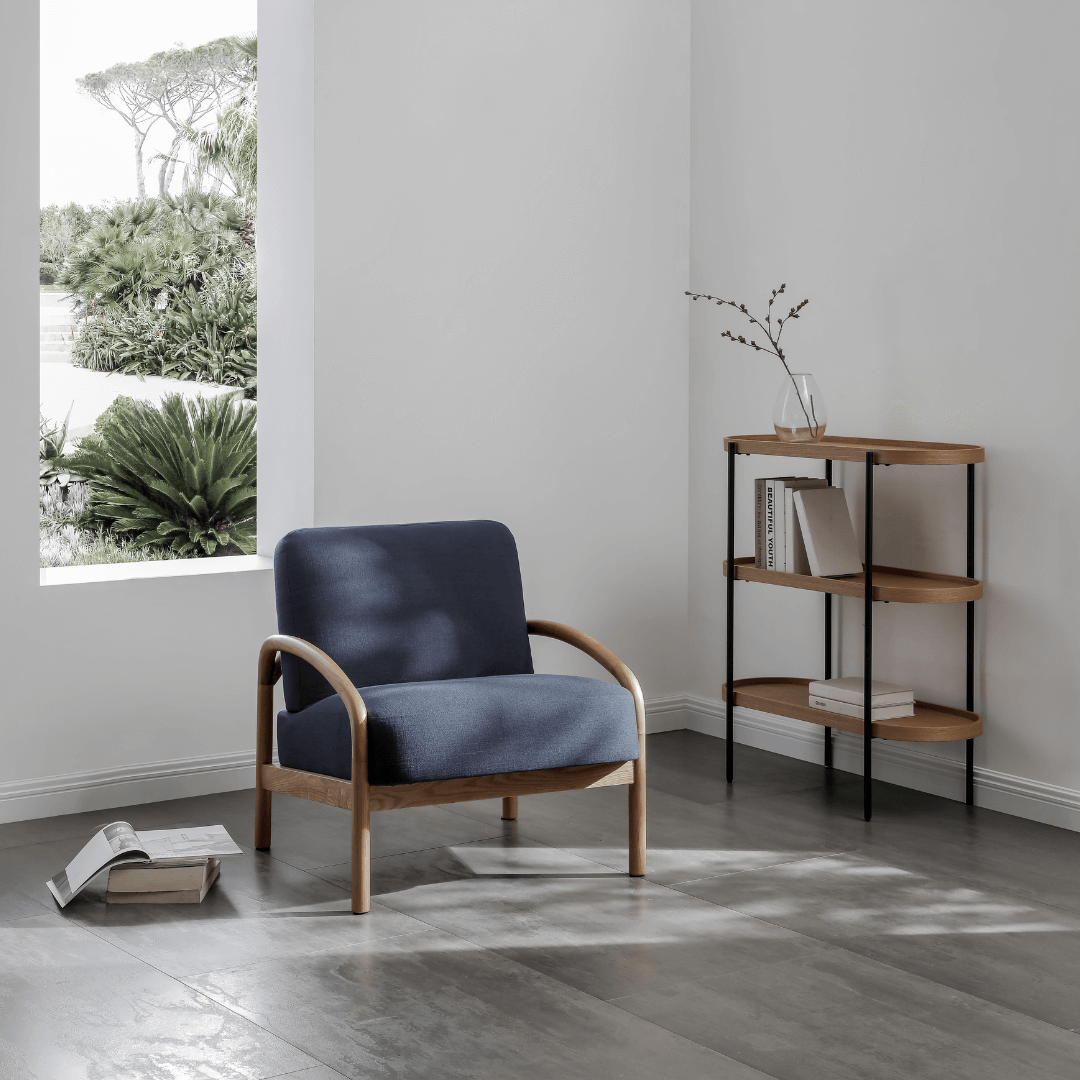 Seek & Ramble Shelving Cleo 3 Tier Shelf 90cm x 80cm Bookcase/Console Natural Ash Black or Gold Frame