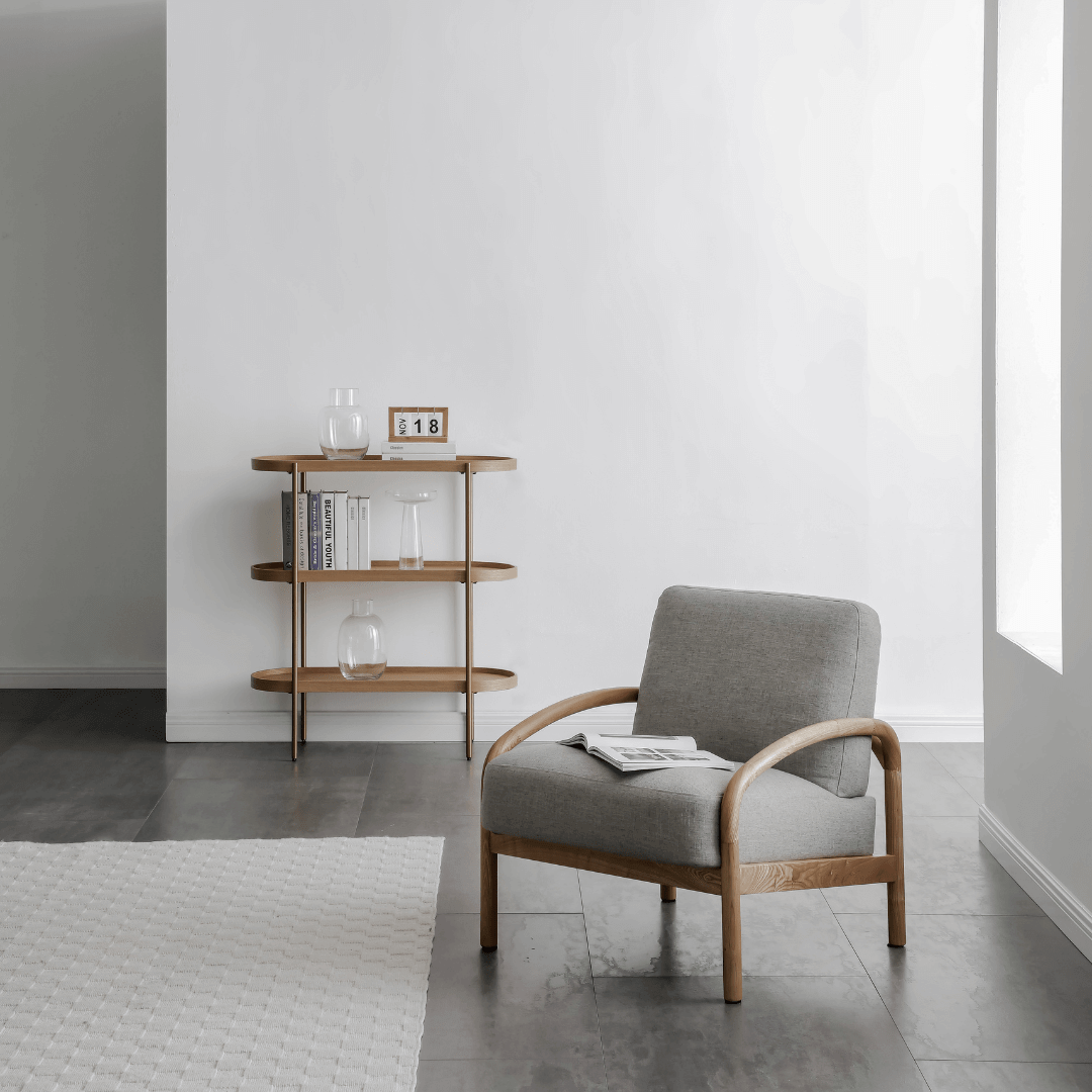 Seek & Ramble Shelving Cleo 3 Tier Shelf 90cm x 80cm Bookcase/Console Natural Ash Black or Gold Frame