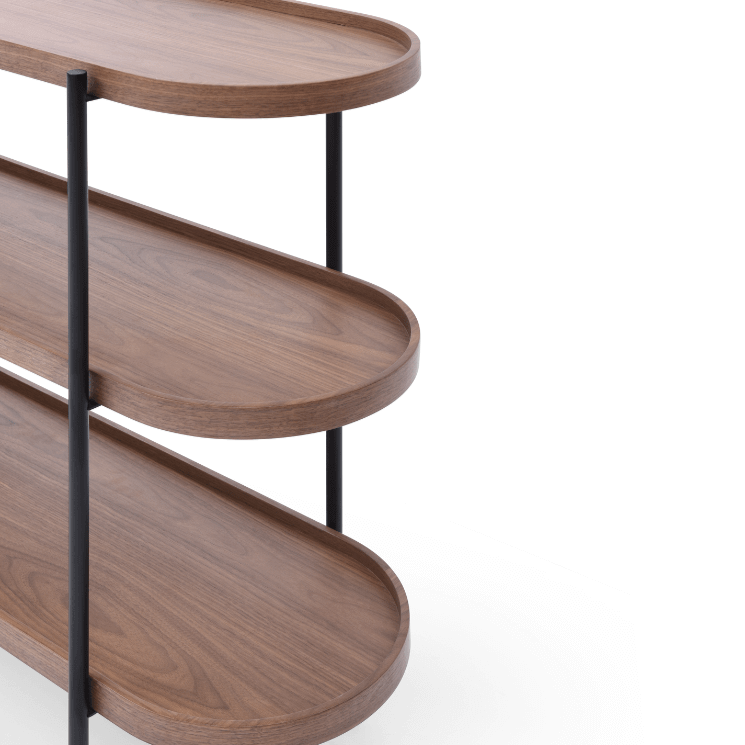 Seek & Ramble Shelving Cleo 3 Tier Shelf 90cm x 80cm Bookcase/Console Walnut Gold or Black Frame