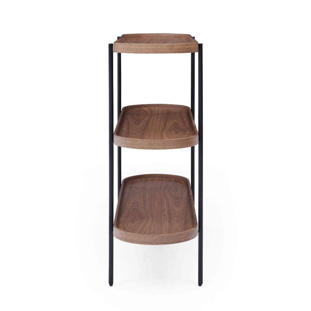 Seek & Ramble Shelving Cleo 3 Tier Shelf 90cm x 80cm Bookcase/Console Walnut Gold or Black Frame