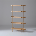 Seek & Ramble Shelving Cleo 5 Tier Shelf 165cm x 100cm Bookcase Natural Ash & Gold Frame