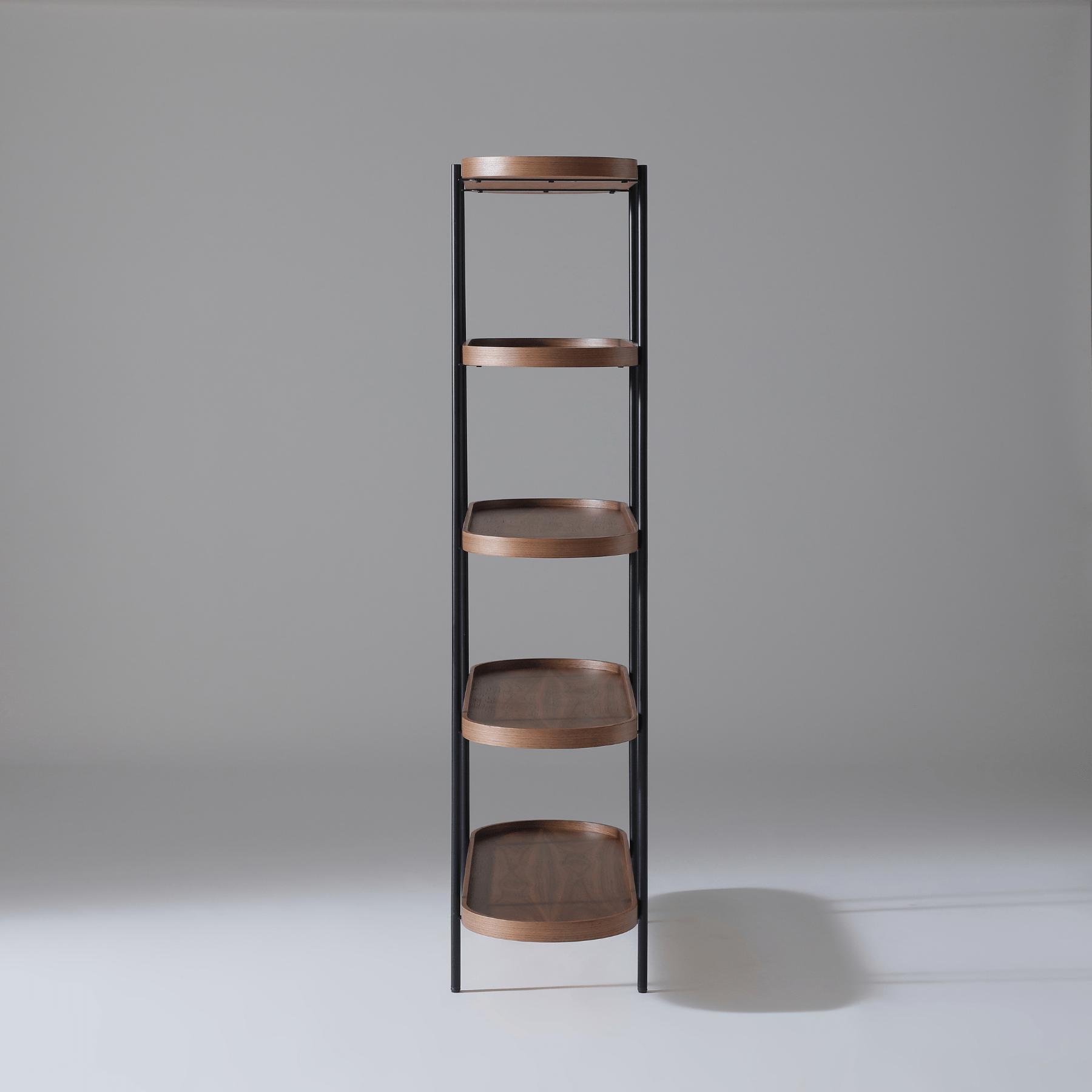 Seek & Ramble Shelving Cleo 5 Tier Shelf 165cm x 100cm Bookcase Walnut & Black Frame