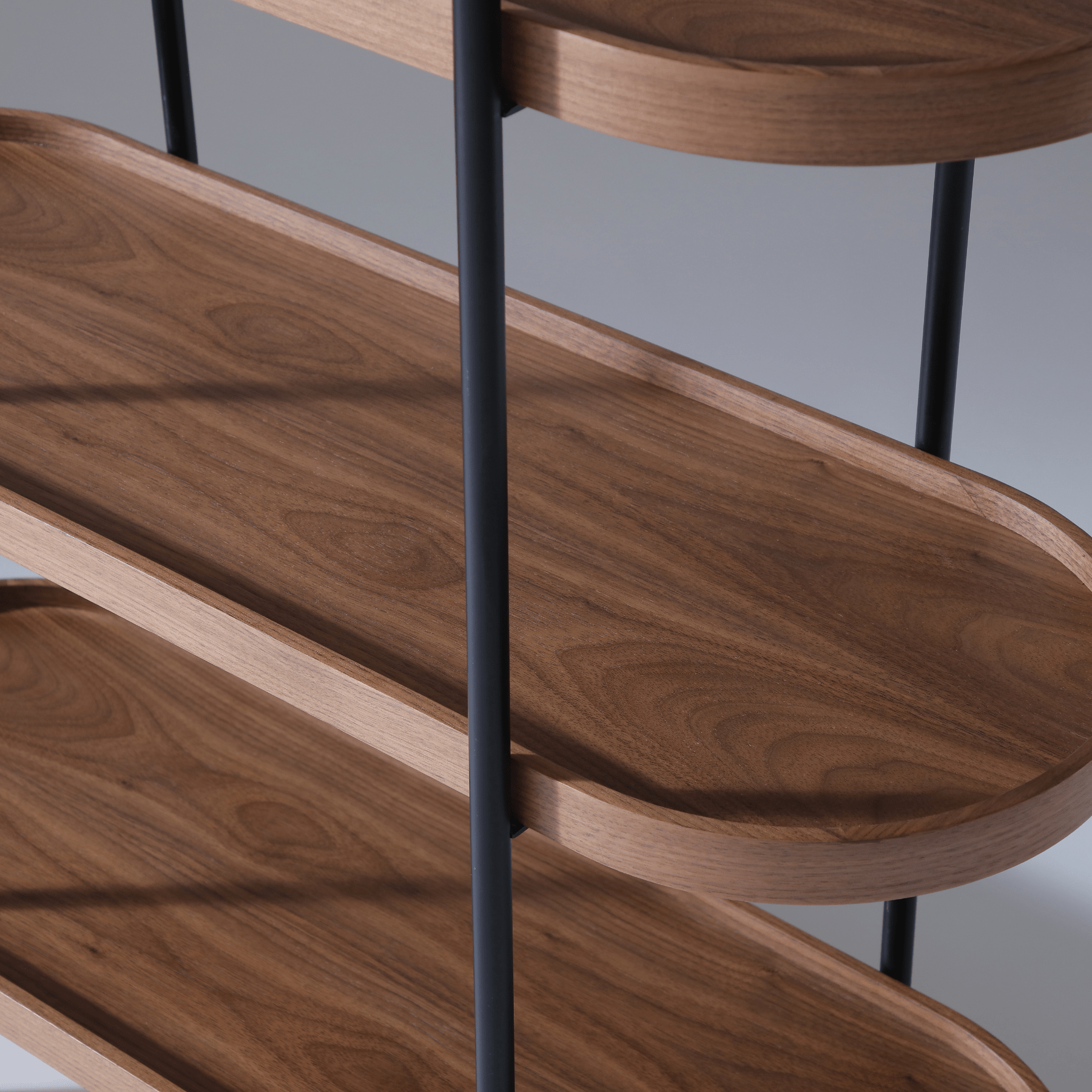 Seek & Ramble Shelving Cleo 5 Tier Shelf 165cm x 100cm Bookcase Walnut & Black Frame