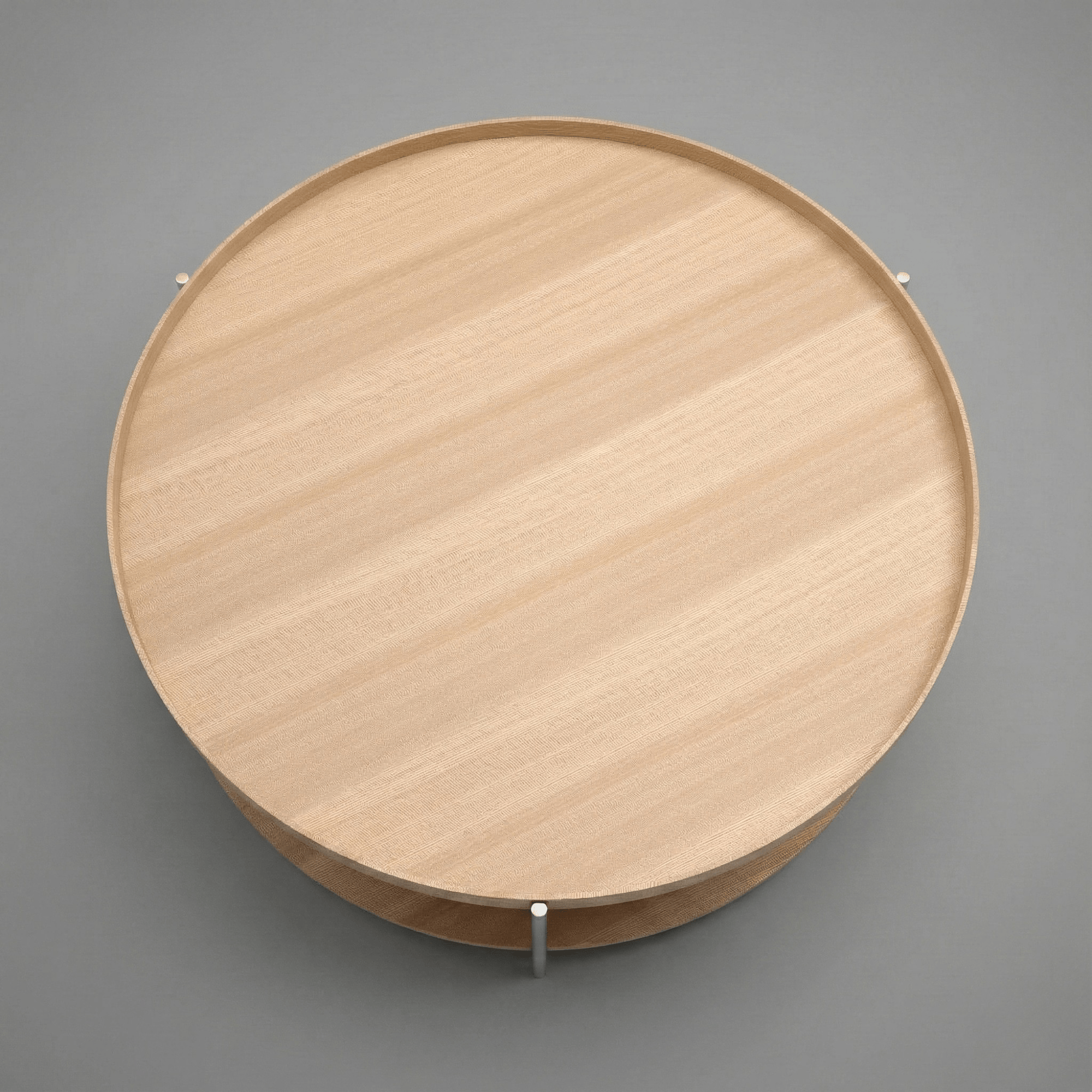 Seek & Ramble Coffee Tables Cleo 90cm Round Coffee Table Natural Ash & Brushed Stainless Steel Legs