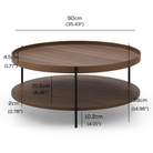 Seek & Ramble Coffee Tables Cleo 90cm Round Coffee Table Walnut With Storage Shelf