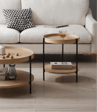 Seek & Ramble Side Tables Cleo Set of 2 40cm Round Side Tables With Storage Shelf Ash Bundle