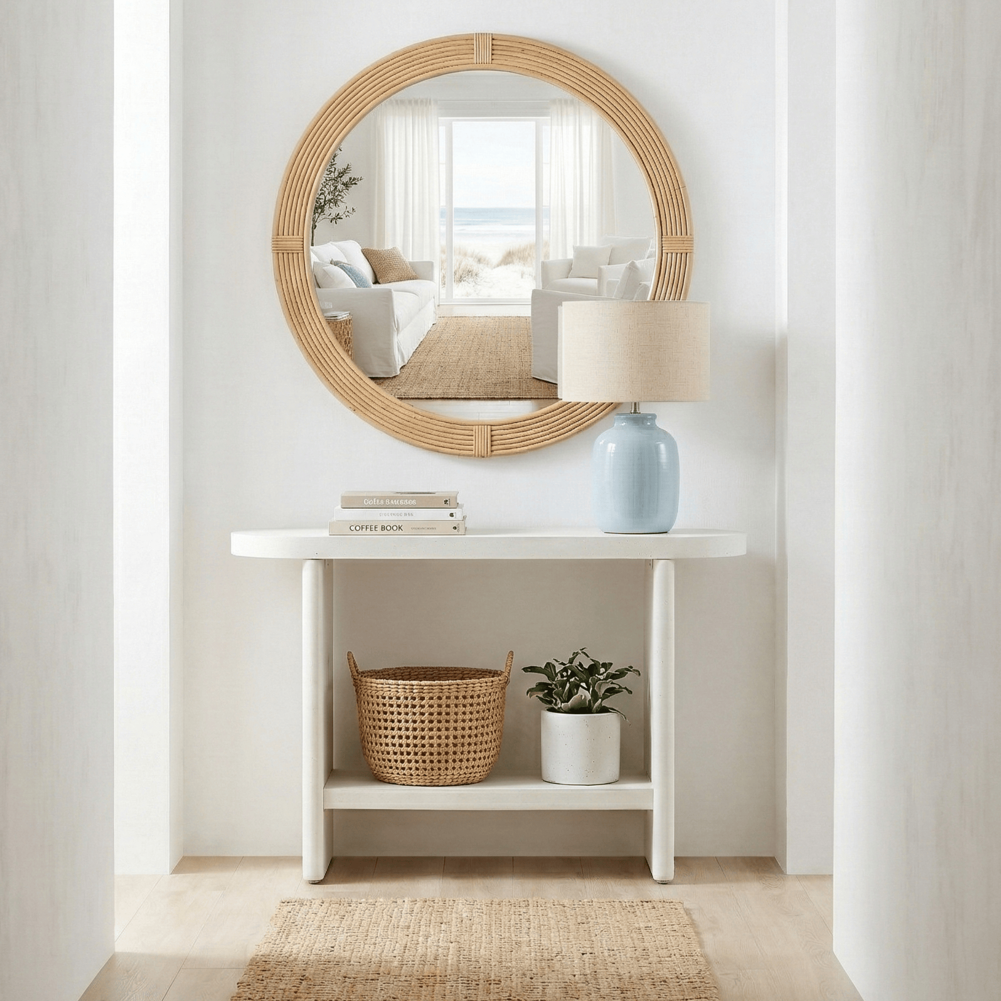 Seek & Ramble Hall Table Delos 100cm Console Hall Table Faux Stone White