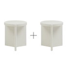 Seek & Ramble Side Tables Set of 2 Bundle Delos Round 50cm Side Table Faux Stone White