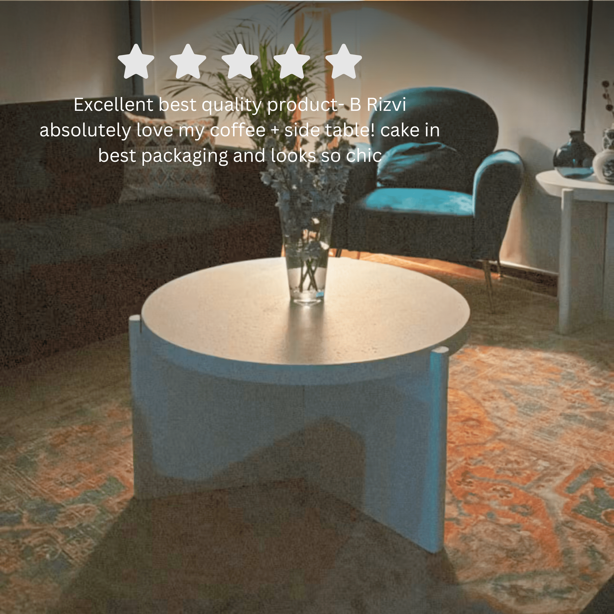 Seek & Ramble Coffee Tables Delos Round 80cm Coffee Table Faux Stone White