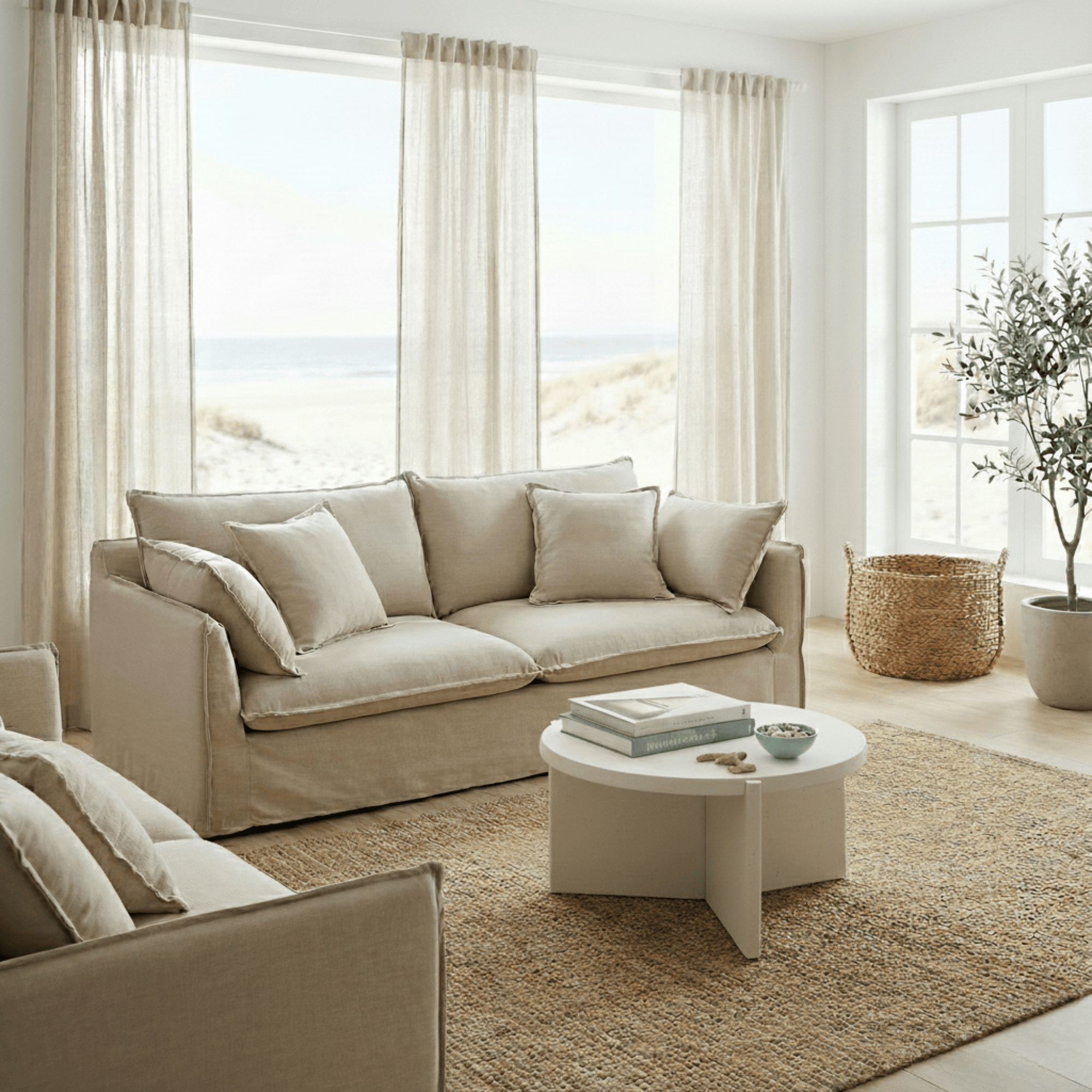 Seek & Ramble Coffee Tables Delos Round 80cm Coffee Table Faux Stone White