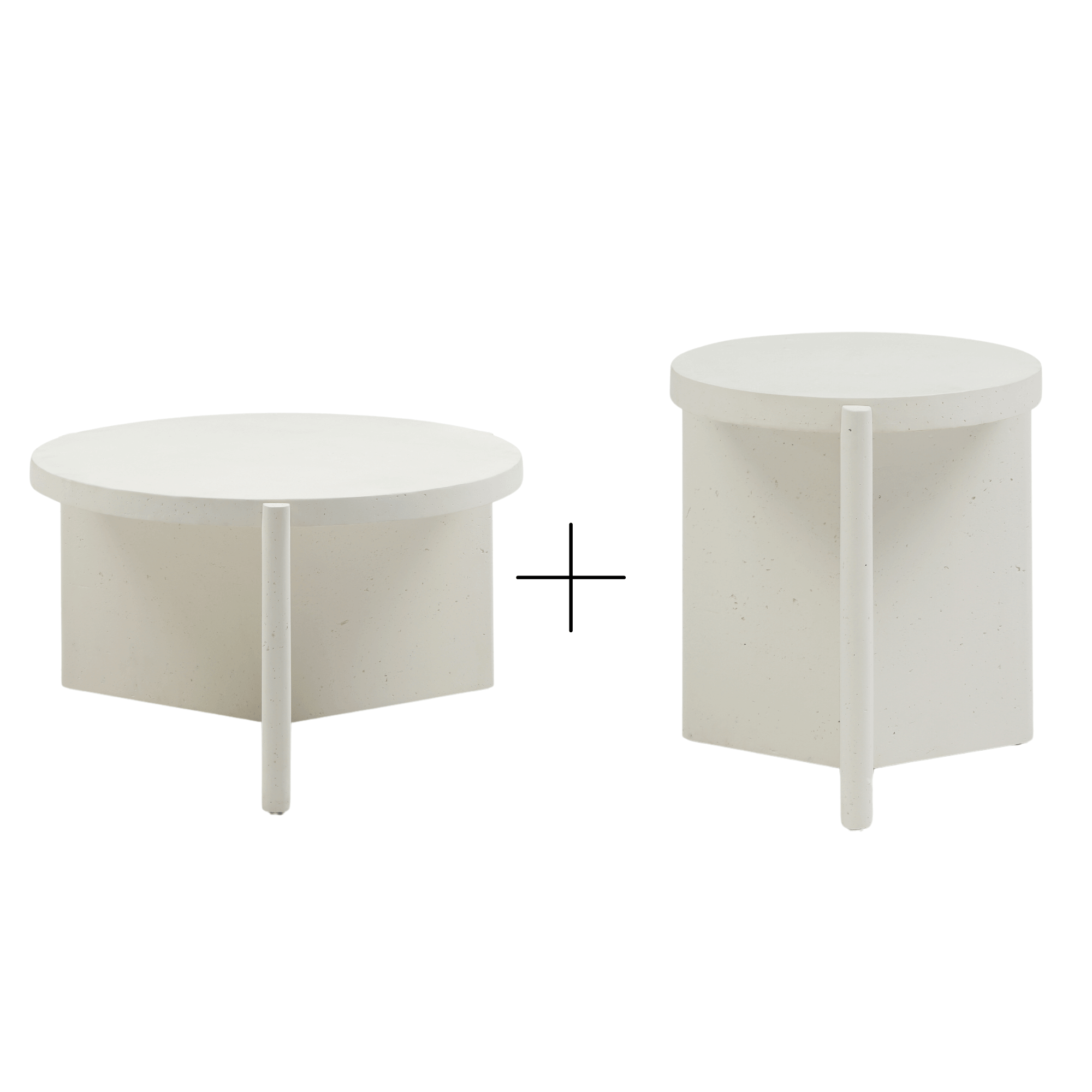 Delos Set 2 Round Coffee & Side Table Stone Look White BundleCoffee TablesSeek & Ramble