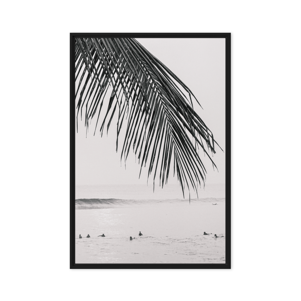 Seek & Ramble Canvas Black frame Bali Surfers Framed Canvas Print - Black & White Art 60x90cm