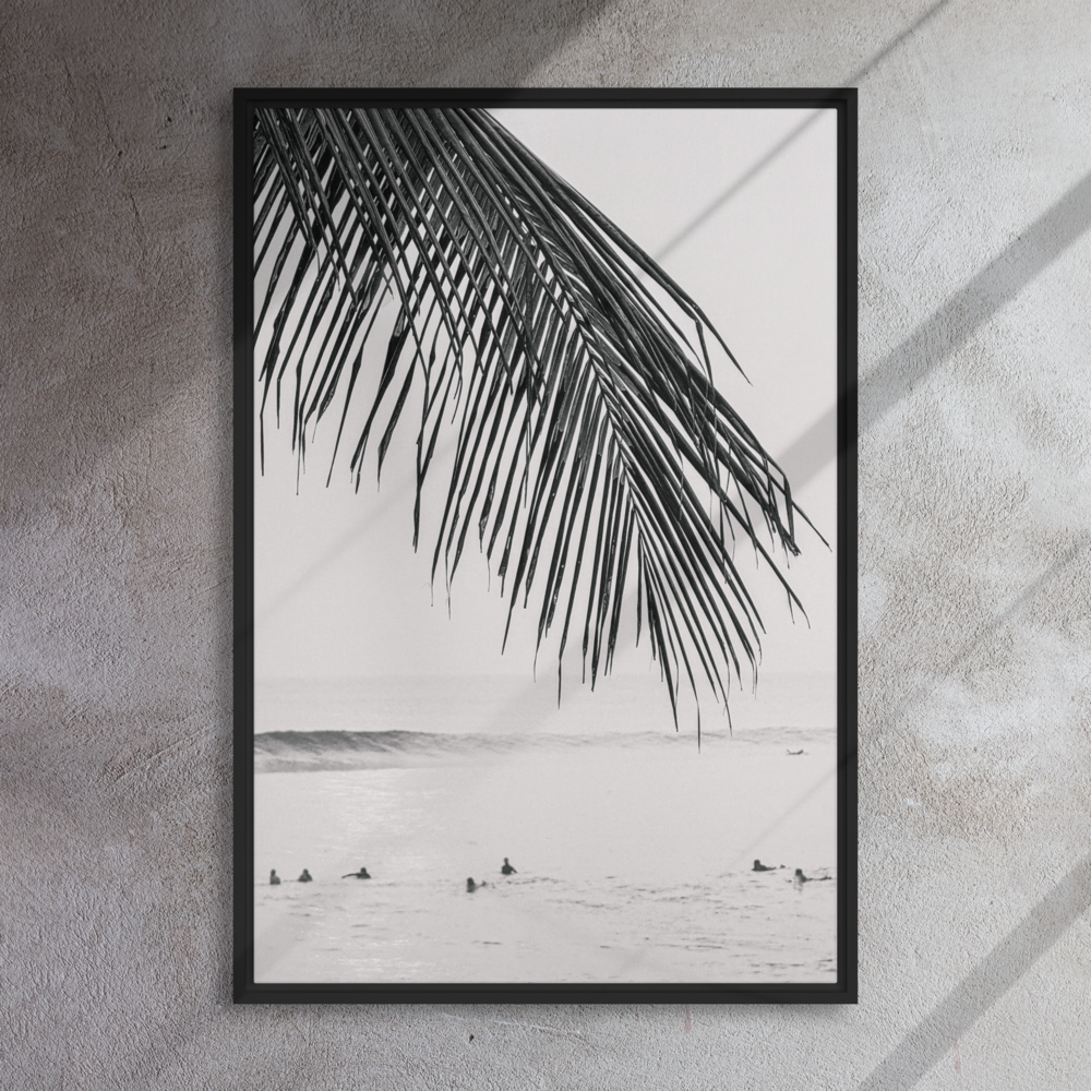 Seek & Ramble Canvas Bali Surfers Framed Canvas Print - Black & White Art 60x90cm