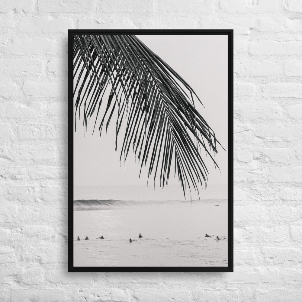 Seek & Ramble Canvas Bali Surfers Framed Canvas Print - Black & White Art 60x90cm