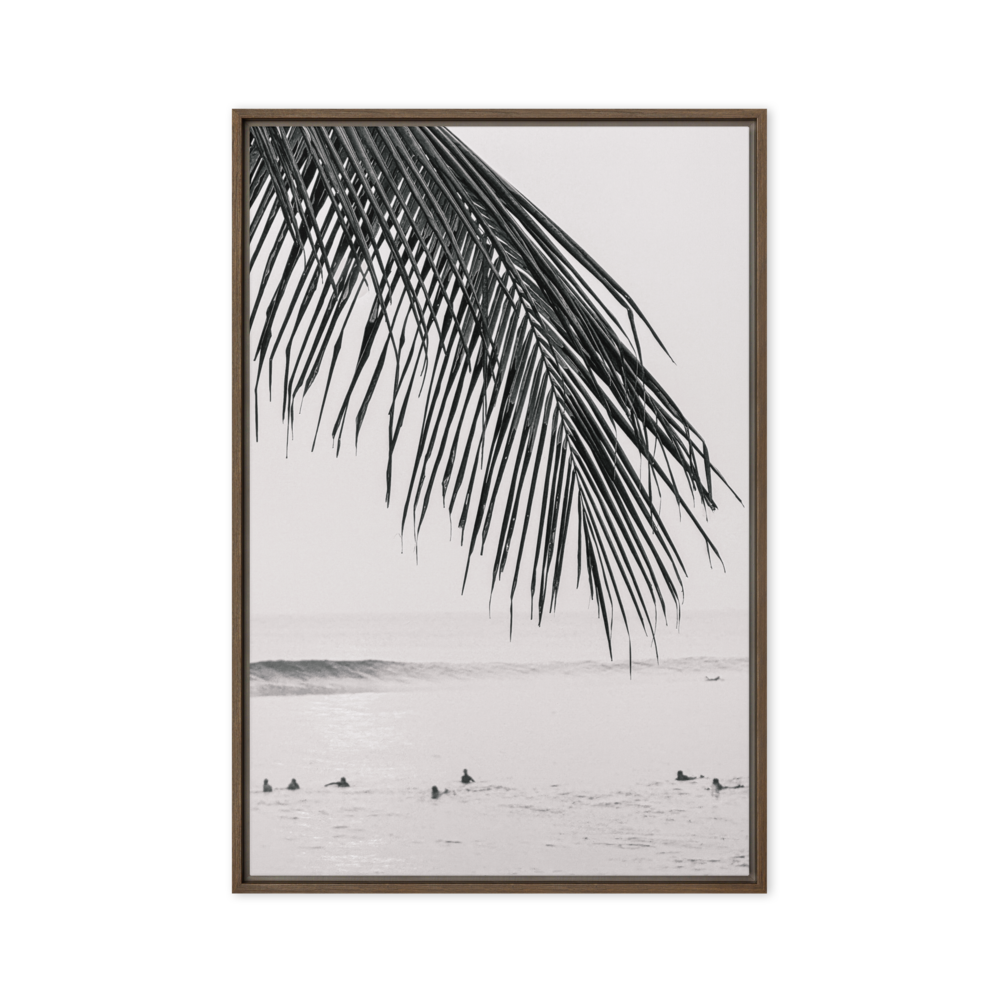 Seek & Ramble Canvas Bali Surfers Framed Canvas Print - Black & White Art 60x90cm