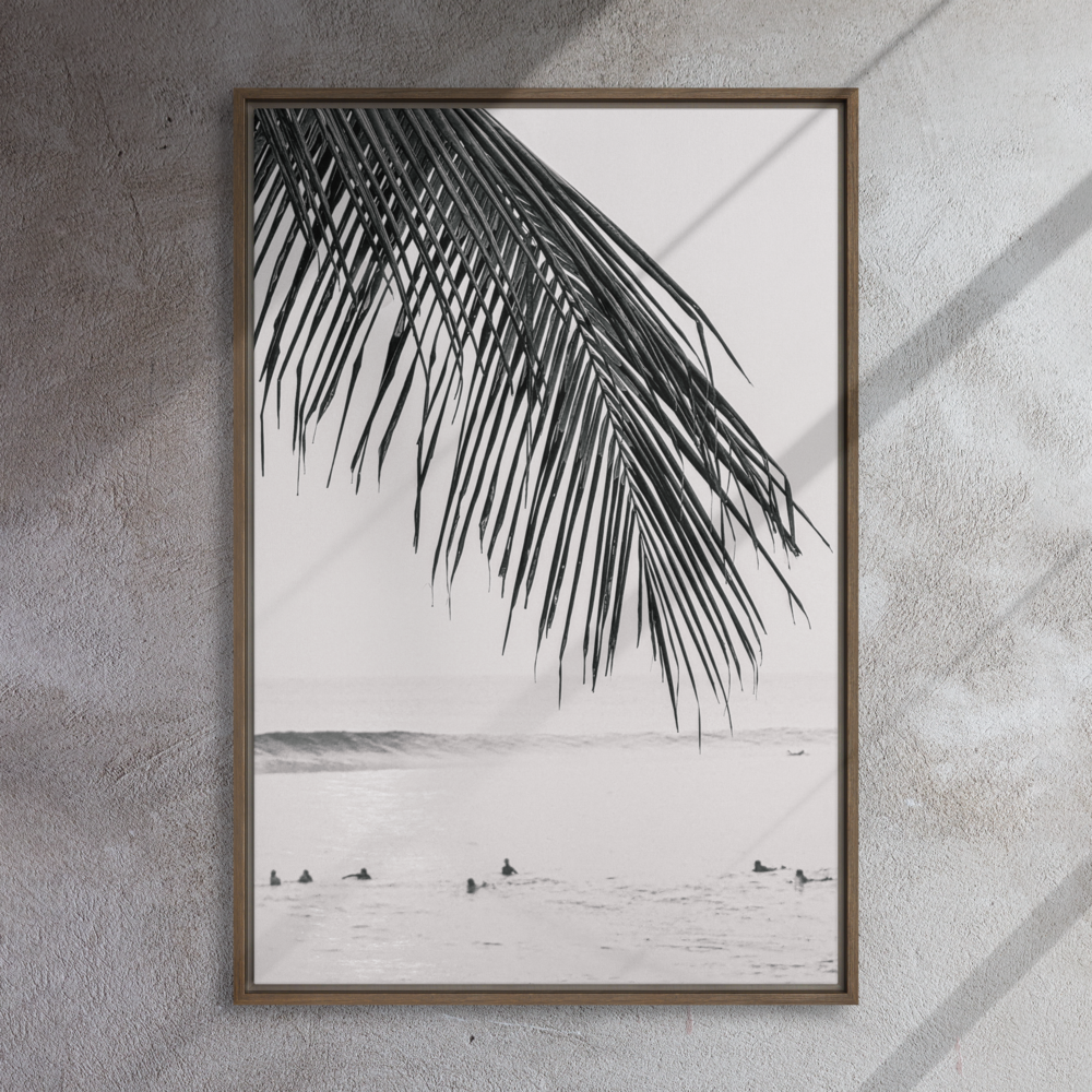 Seek & Ramble Canvas Bali Surfers Framed Canvas Print - Black & White Art 60x90cm