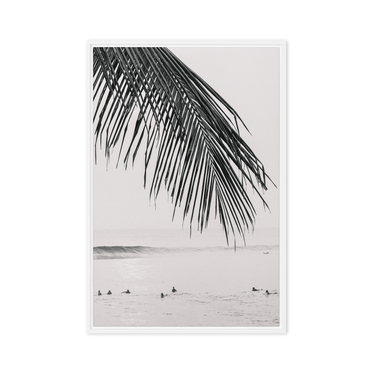 Seek & Ramble Canvas White frame Bali Surfers Framed Canvas Print - Black & White Art 60x90cm