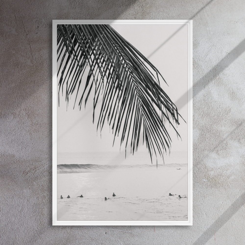 Seek & Ramble Canvas Bali Surfers Framed Canvas Print - Black & White Art 60x90cm