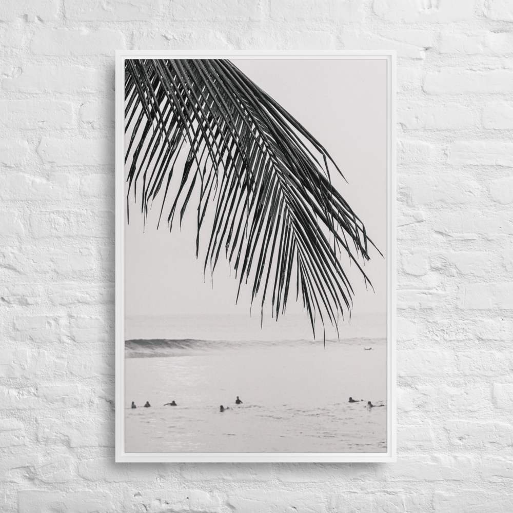Seek & Ramble Canvas Bali Surfers Framed Canvas Print - Black & White Art 60x90cm