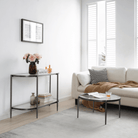 Seek & Ramble Hall Table Gatsby Console Hall Table Fluted Glass Brushed Gunmetal Grey
