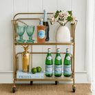 Seek & Ramble Bar Trolley Gatsby Bar Cart Fluted Glass & Gold Metal | Foldable Storage Shelf & Trolley