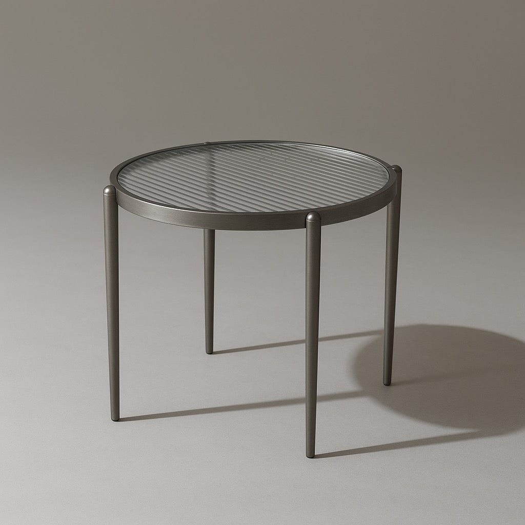 Seek & Ramble Side Table Gatsby Round 48cm Fluted Glass Side Table Gunmetal Grey