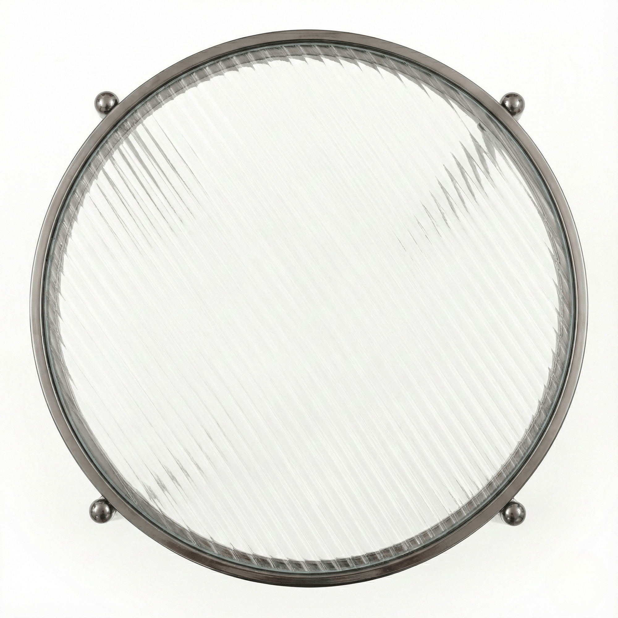 Seek & Ramble Side Table Gatsby Round 48cm Fluted Glass Side Table Gunmetal Grey