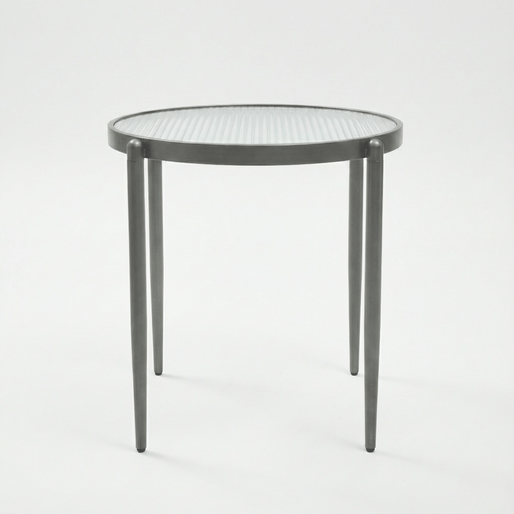 Seek & Ramble Side Table Gatsby Round 48cm Fluted Glass Side Table Gunmetal Grey