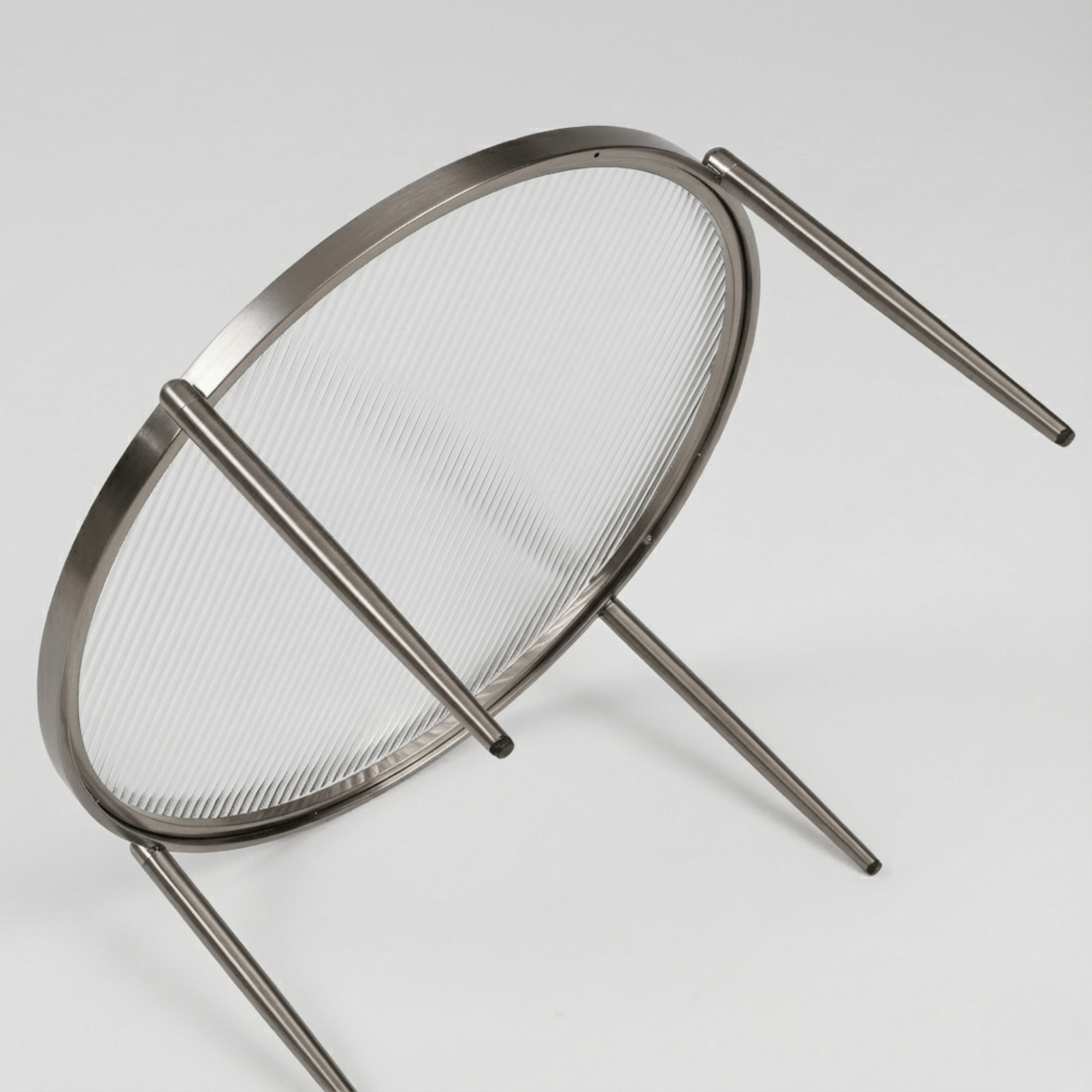 Seek & Ramble Coffee Tables Gatsby Round Fluted Glass Coffee Table Gunmetal Grey