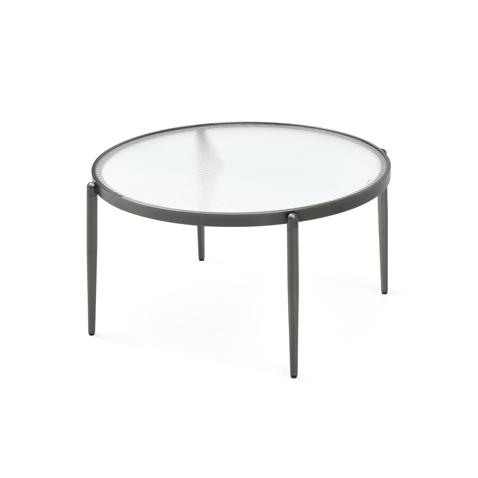 Seek & Ramble Coffee Tables Gatsby Round Fluted Glass Coffee Table Gunmetal Grey