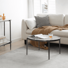 Seek & Ramble Coffee Tables Gatsby Round Fluted Glass Coffee Table Gunmetal Grey