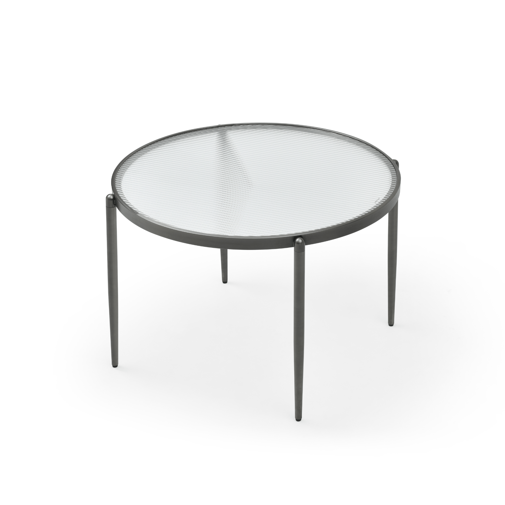 Seek & Ramble Coffee Tables Gatsby Round Fluted Glass Coffee Table Gunmetal Grey