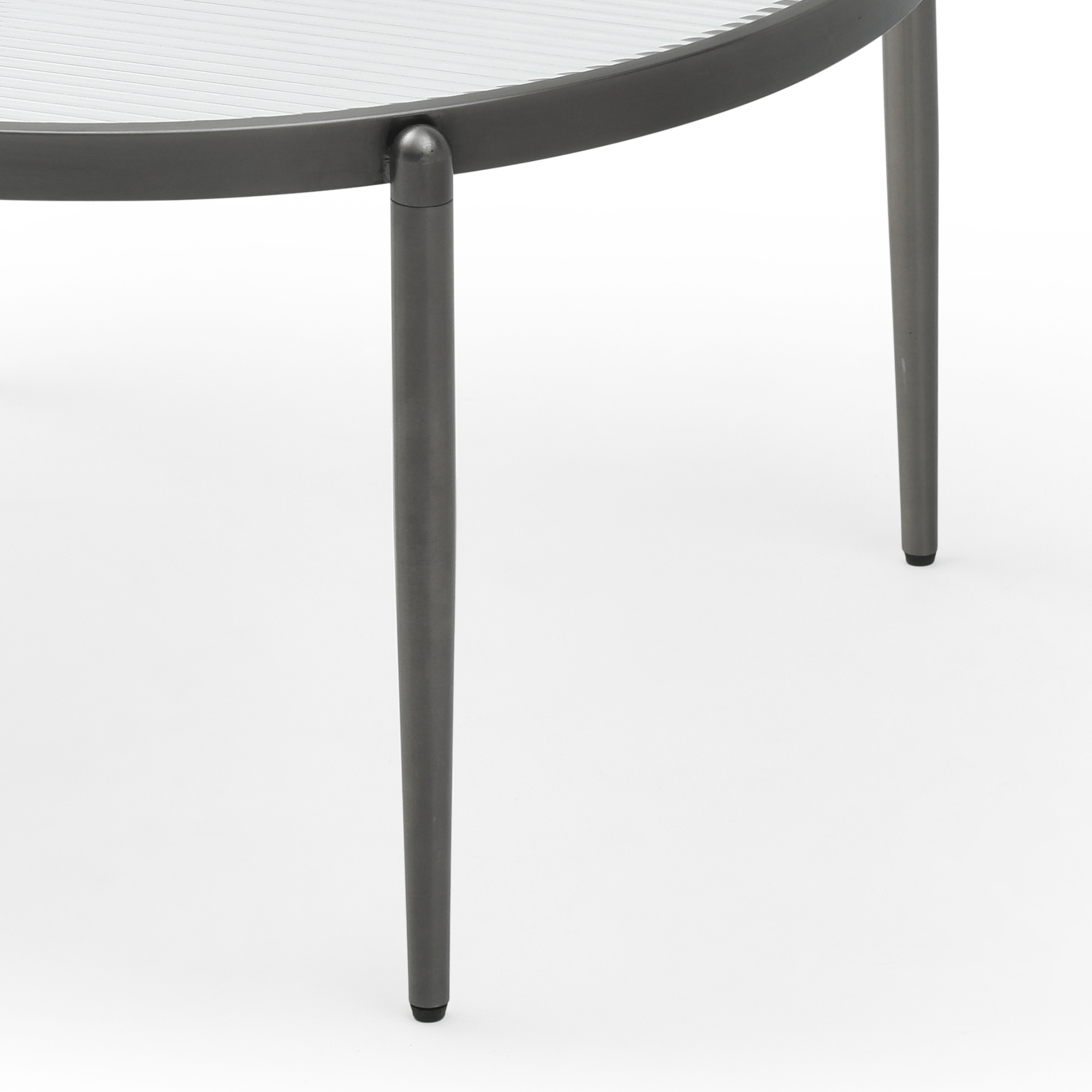 Seek & Ramble Coffee Tables Gatsby Round Fluted Glass Coffee Table Gunmetal Grey