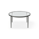 Seek & Ramble Coffee Tables Gatsby Round Fluted Glass Coffee Table Gunmetal Grey