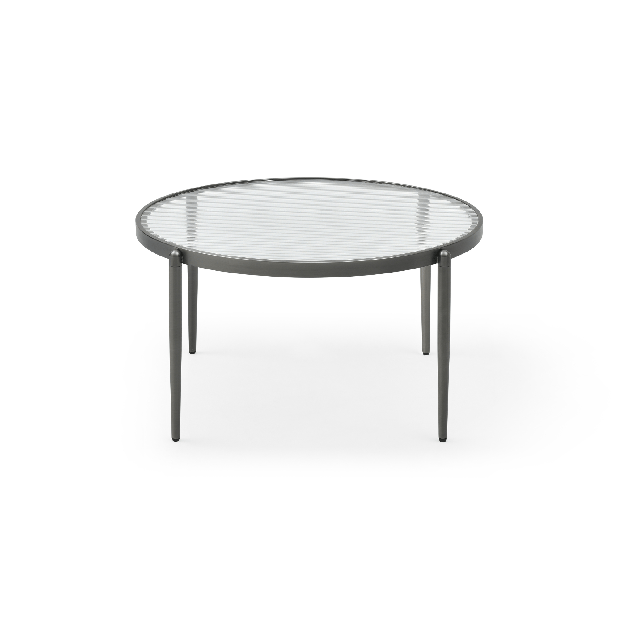 Seek & Ramble Coffee Tables Gatsby Round Fluted Glass Coffee Table Gunmetal Grey