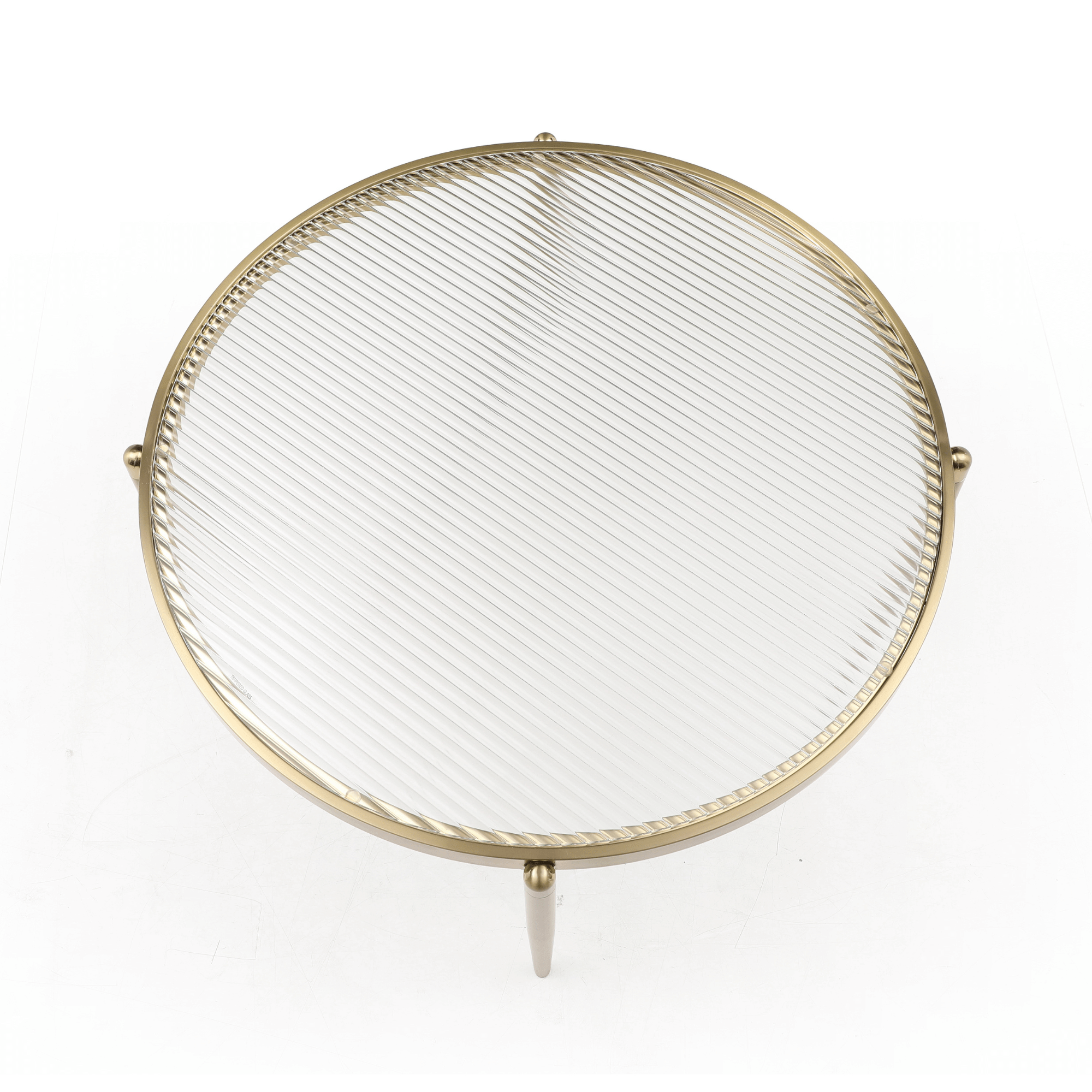 Seek & Ramble Bundles Gatsby Set of 2 48cm Round Side Tables Fluted Glass Gold Metal Bundle
