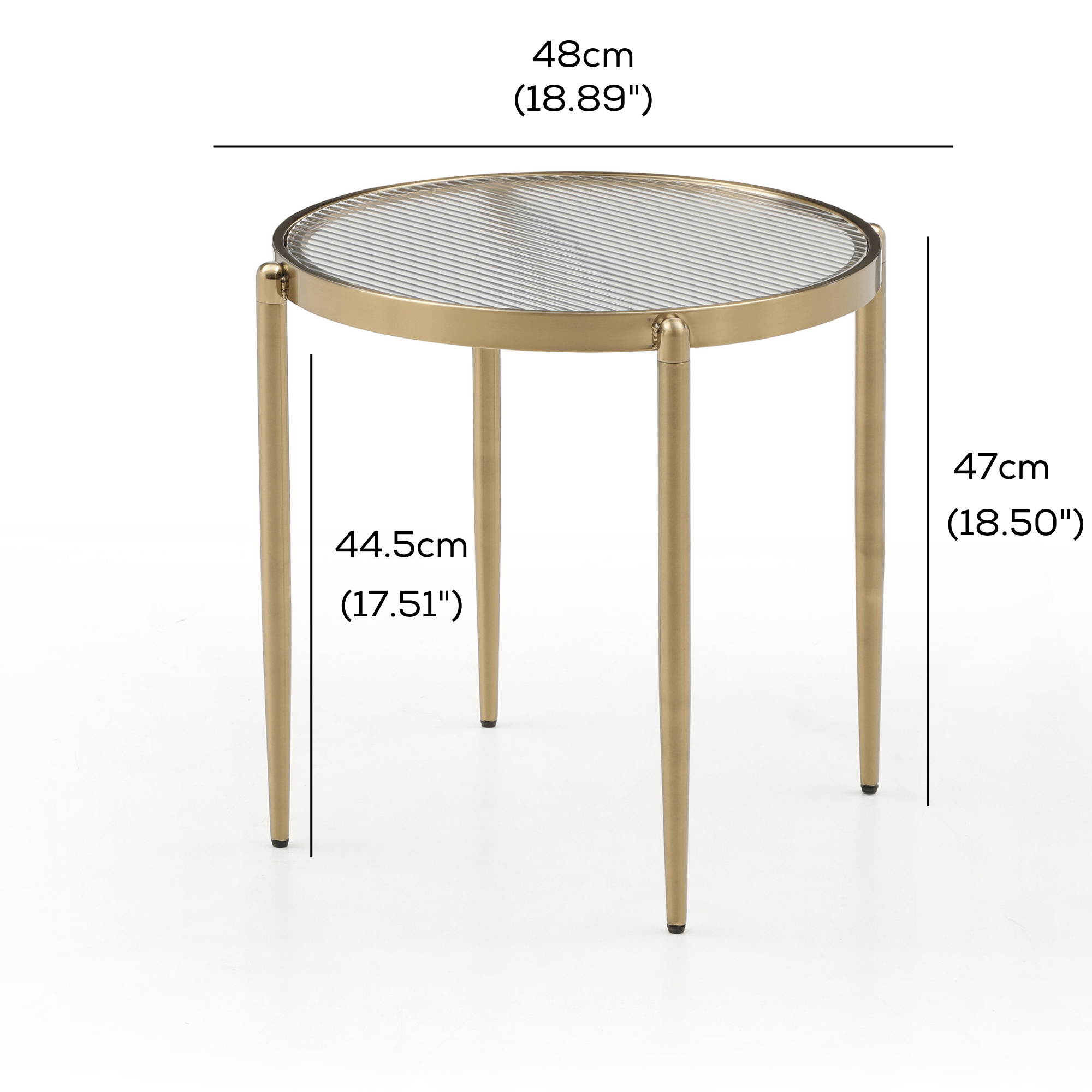 Seek & Ramble Coffee Tables Gatsby Set of 2 Coffee & Side Table Round Fluted Glass & Brushed Gold Metal Bundle