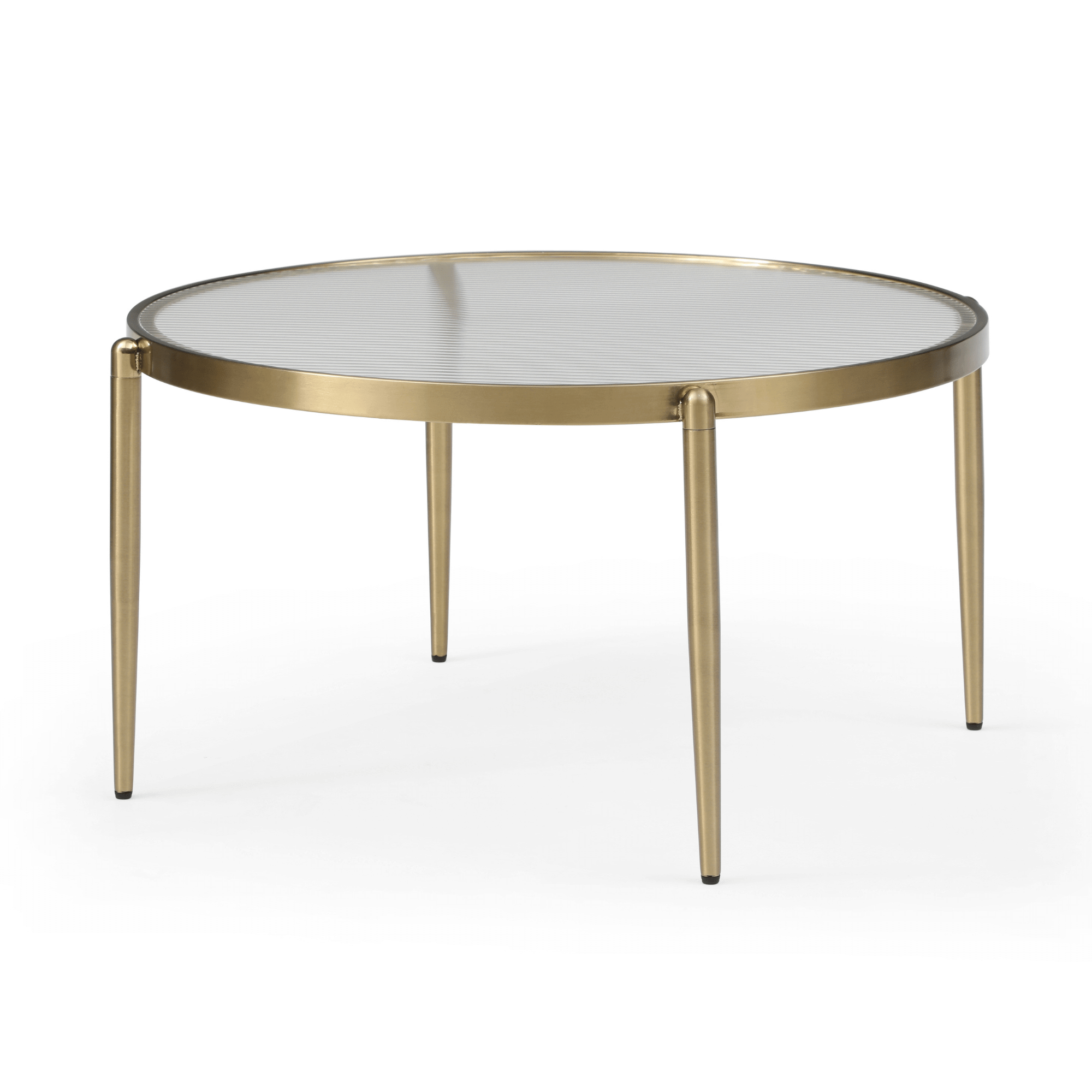 Seek & Ramble Coffee Tables Gatsby Set of 2 Round Coffee Table Nest Fluted Glass & Gold Metal