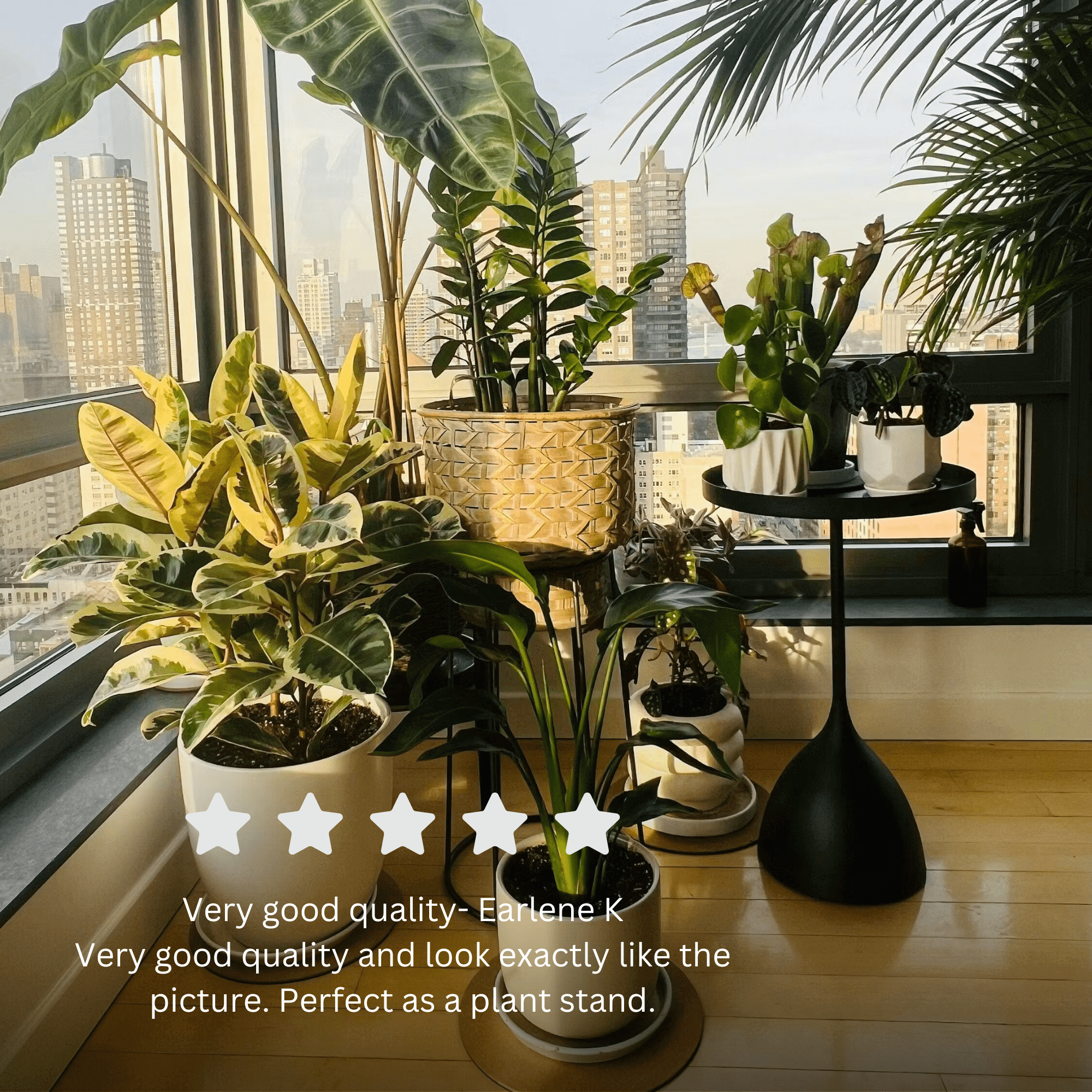 Seek & Ramble Side Tables Harrison Round 40cm Side Table Black Metal Tray Top & Pedestal Base