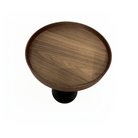 Seek & Ramble Side Tables Harrison Round 40cm Side Table Walnut Tray Top & Metal Pedestal Black Base