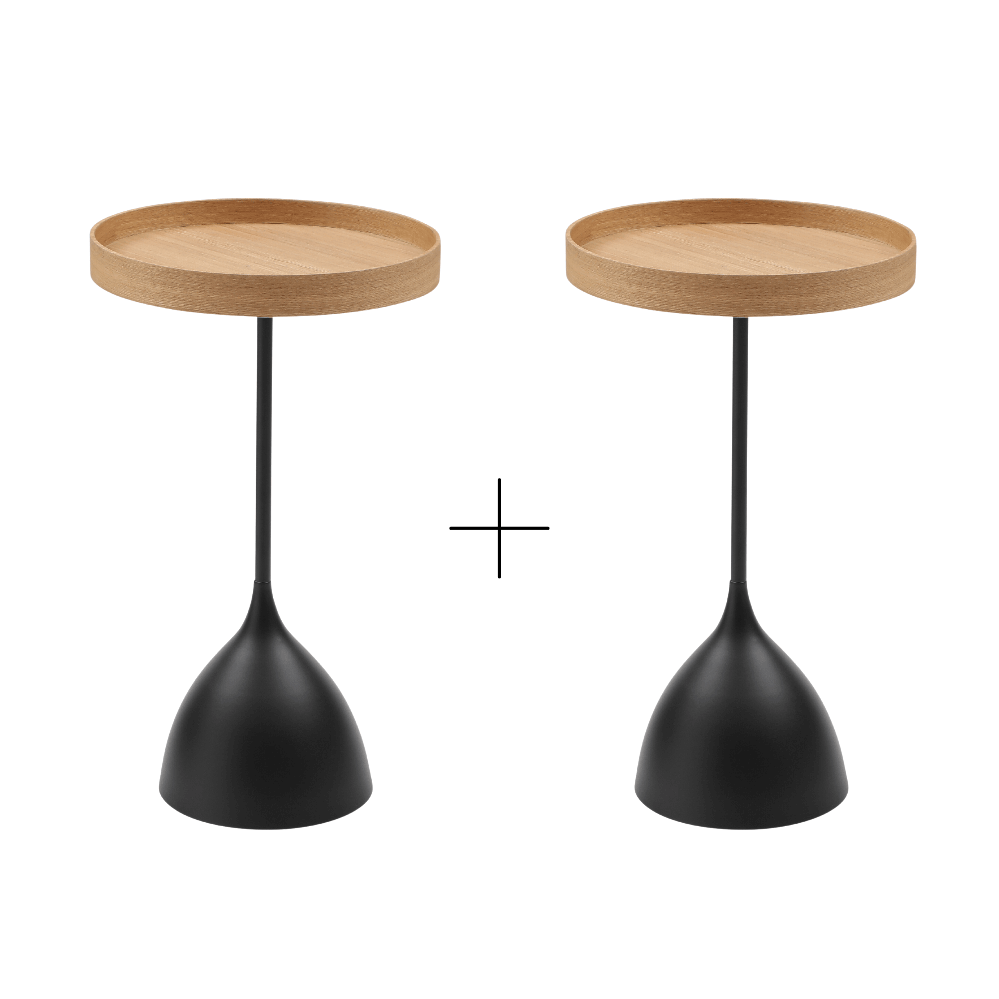 Seek & Ramble Bundles Harrison Set of 2 Round 40cm Side Table Ash Tray Top & Metal Pedestal Black Base Bundle