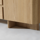 Close-up of the Kiama 1.8m Natural Ash Buffet's soft organic edges and sturdy base design.