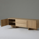 Kiama 1.8m 2 Door Entertainment Lowline in natural ash, featuring elegant design and ample storage.