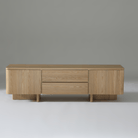 Kiama 1.8m natural ash TV cabinet with two doors and two drawers, featuring a modern coastal design.