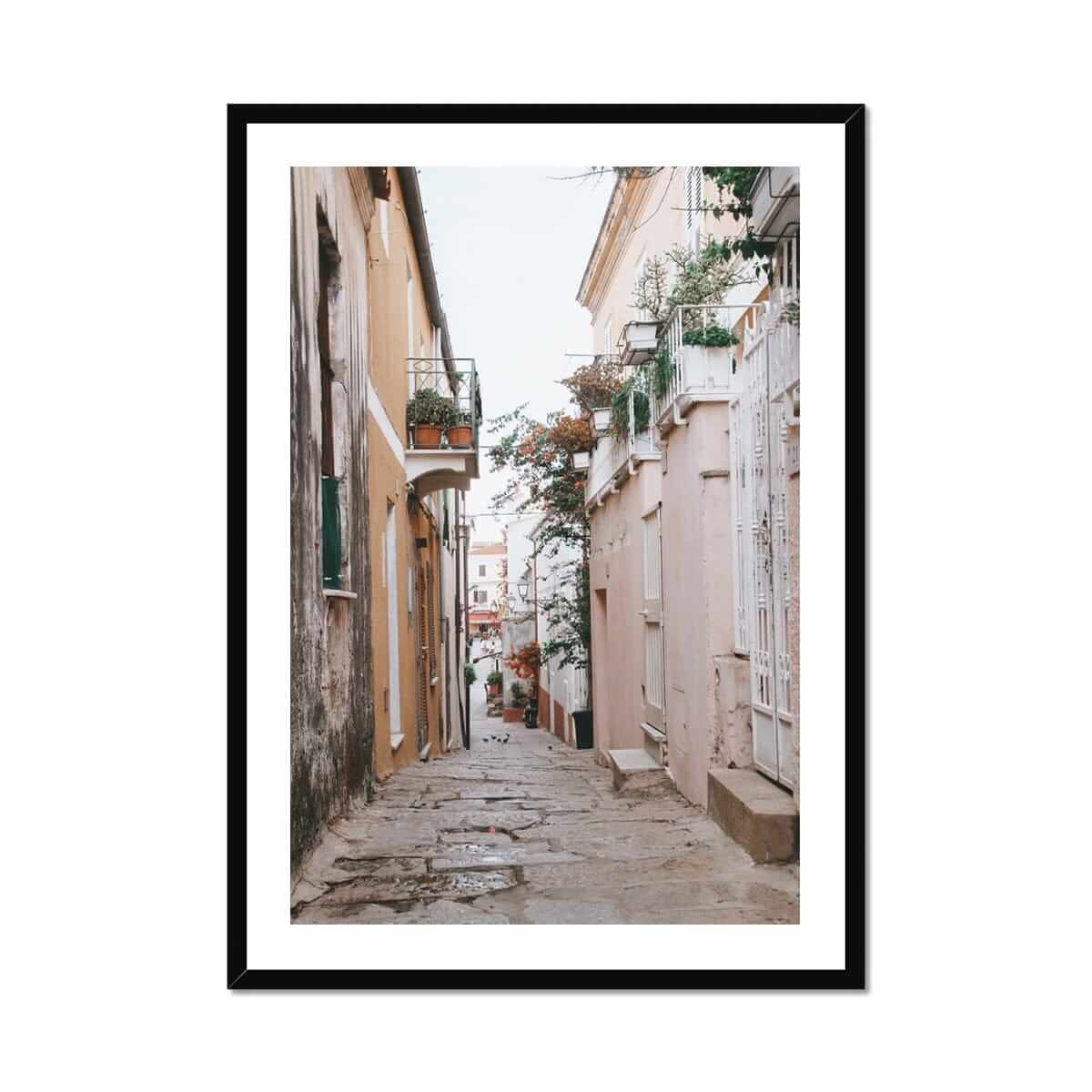 Seek & Ramble Framed Print A1 Portrait / Black Frame La Maddalena Street Italy Framed Print