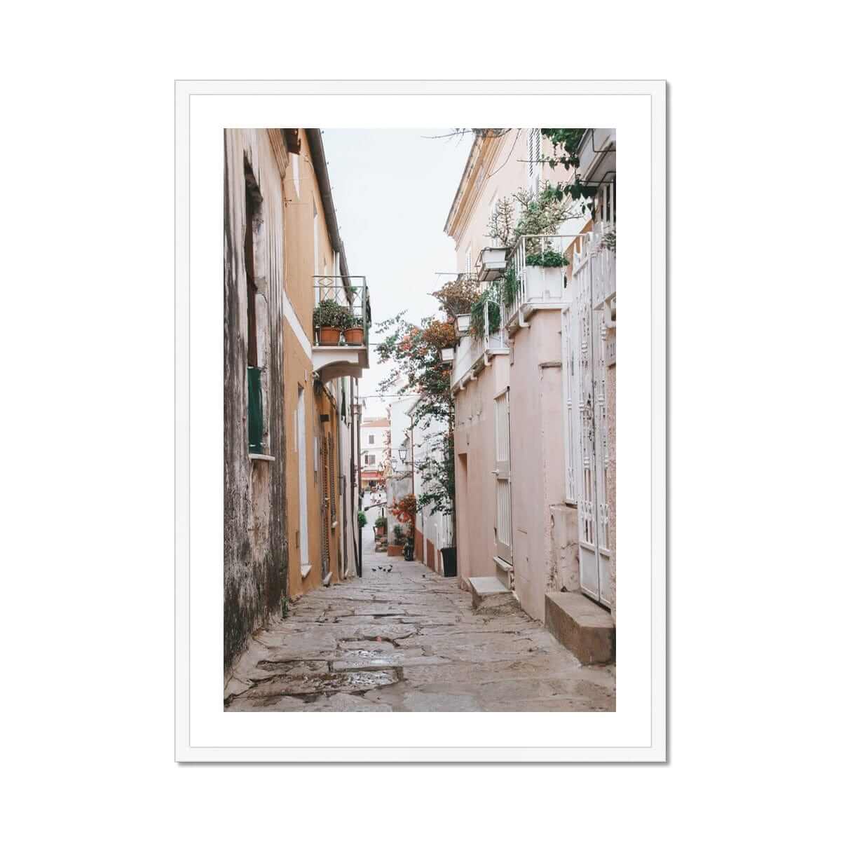 Seek & Ramble Framed Print A1 Portrait / White Frame La Maddalena Street Italy Framed Print