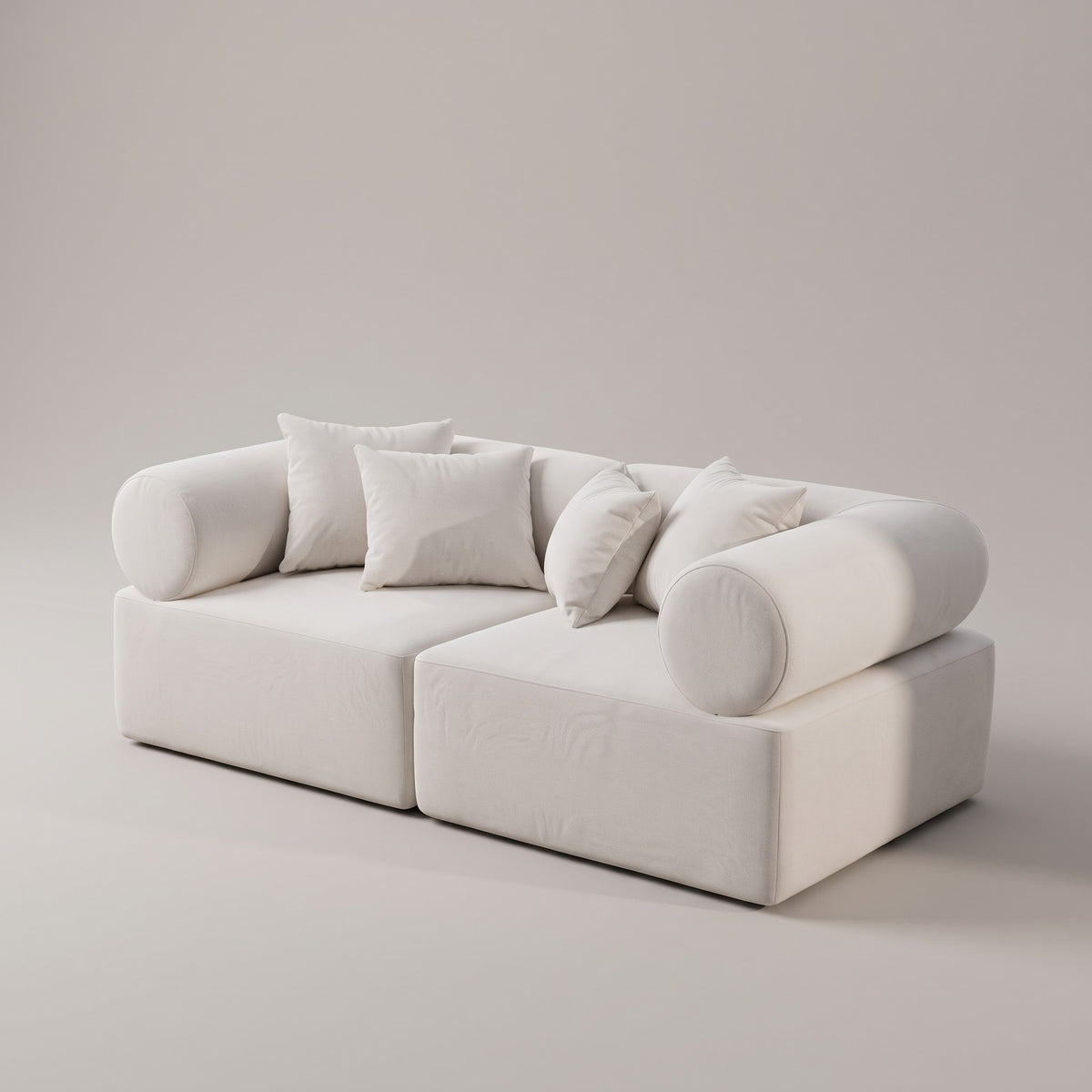 Seek & Ramble Masso 2-Seat Sofa in Ivory velvet