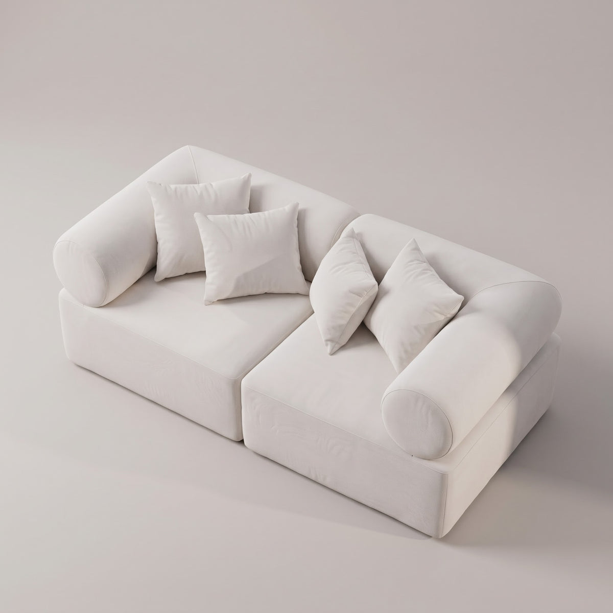 Seek & Ramble Masso 2-Seat Sofa in Ivory velvet