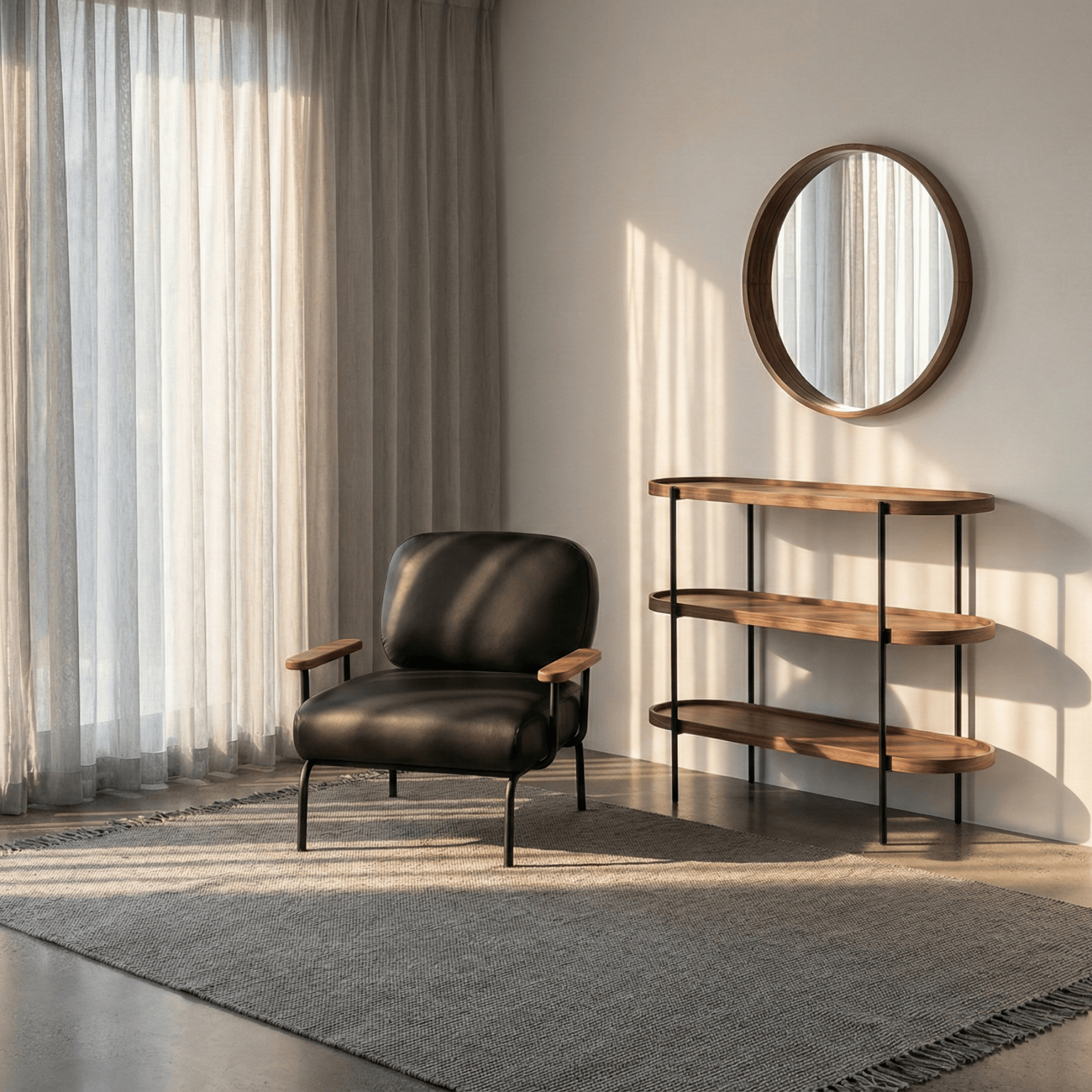 Seek & Ramble Accent Chair Mattia Armchair Leather Black by Francesco Feliziani