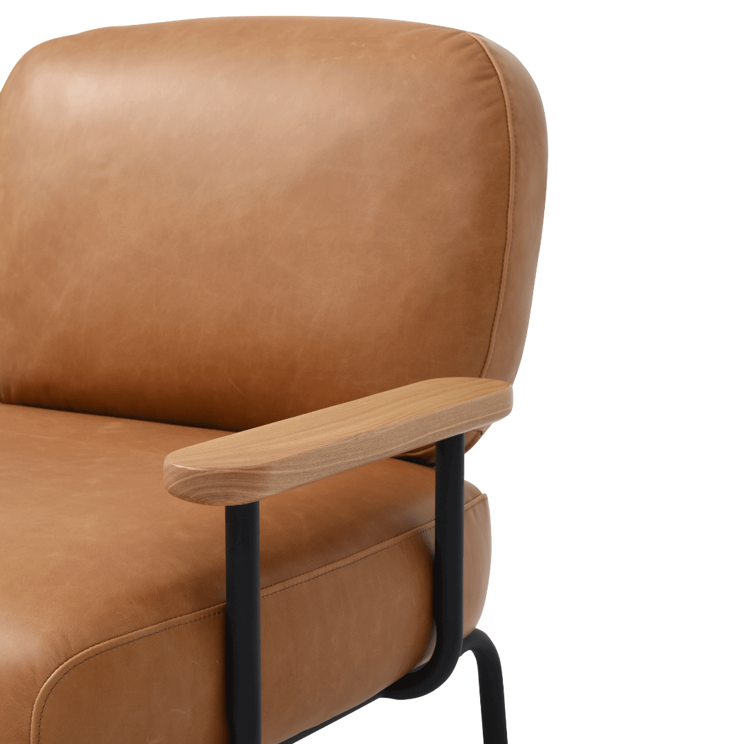 Seek & Ramble Accent Chair Mattia Mid Century Modern Occasional Armchair Leather